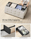 Cream White Storage Ottoman Bench Foldable 15x43x15