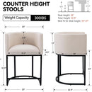 Contemporary Cream Linen Bar Stools Set Of 3 24 In