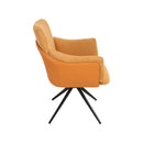 360° Swivel Home Office Desk Chairs Set of 2,Modern Dining Chairs with Arm, Upholstered Bedroom Chairs with Metal Base,Makeup Chair for Vanity, for Living Room, Bedroom,Study Room,Dining Room(Orange)