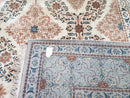Fine Antique Persian Light Colored Kashan Carpet, 7x12, Top Quality, Rare, Ivory & Blues, Hand-Knotted, Wool