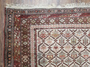 Antique Caucasian Shirvan Rug 4x6, Dagestan Area Rug, Wool Hand-Knotted Soft Red & Ivory 1920s Oriental Carpet, Soft Muted Colors
