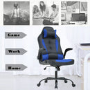 Blue PU Leather Ergonomic Gaming Chair With Lumbar Support