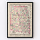 Vintage Map of Dakota Territory 1876