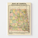 Vintage Map of Dakota Territory 1882