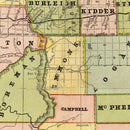 Vintage Map of Dakota Territory 1882