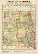 Vintage Map of Dakota Territory 1882