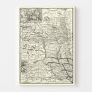 Vintage Map of Dakota Territory 1888