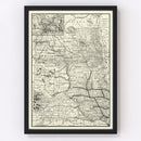 Vintage Map of Dakota Territory 1888