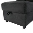 Convertible U-shaped Sectional Sofa with Storage Chaise Lounges and USB Ports, Black Twill Polyester, 103.9 Inches