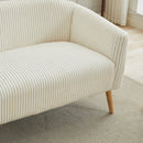 50.78'W Modern Loveseat Couch Sofa, Corduroy Fabric Upholstered 2-Seat Sofa, Wooden Nature Legs for Small Spaces Office Studio Apartment Bedroom, Ivory