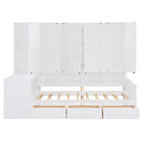 Twin Size Wooden Daybed With Three Drawers, and All-in-One Cabinet, Desk and Shelves, White