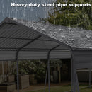 Metal Carport 13 × 26.5 ft Heavy Duty with Galvanized Steel Roof, Metal Garage Canopy with Galvanized Steel Roof & Frame, Car Tent Outdoor Storage Shed for Car, Boats and Truck - Gray