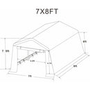 7x8 ft Outdoor Portable Gazebo Storage Shelter Shed with 2 Roll up Zipper Doors & Vents Carport for Motorcycle Waterproof and UV Resistant Anti-Snow Portable Garage Kit Tent, Grey