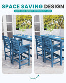 Adirondack Outdoor Bar Table And Chairs Set Blue