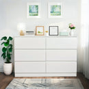Modern 6 Drawer Dresser with Spacious Countertop and Concealed Handles, Storage Cabinet for Bedroom and Living Room, White MDF