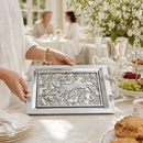 Running Rabbit Glass Top Serving Tray