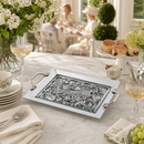 Running Rabbit Glass Top Serving Tray