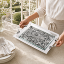 Running Rabbit Glass Top Serving Tray