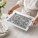 Running Rabbit Glass Top Serving Tray