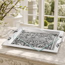 Running Rabbit Glass Top Serving Tray
