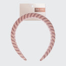 Padded Velvet Stripe Headband -  Blush