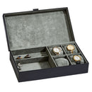 Black Leather Jewelry Box 12" X 6.75"
