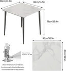 32 Inch Sintered Stone Dining Table With Black Legs