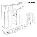 U-Can 78.7'H Hall Tree with Bench and 5 Storage Cubbies, Modern Entryway Storage Organizer Cabinet with 4 Doors, 5 Drawers and Adjustable Shelves for Hallway, Entryway, Living Room
