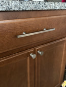 Lew's Square Bar Cabinet Knobs and Pulls in Brushed Nickel