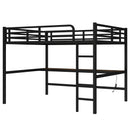 Metal Queen Size Loft Bed with Power Outlet and LED Lighted, Space-Saving, Noise Reduced, Black