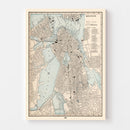 Vintage Map of Boston, Massachusetts 1893