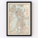 Vintage Map of Boston, Massachusetts 1893