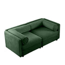 Stylish Green Chenille 2-Seater Sofa with Storage Seat and Cylindrical Backrest, Modern Fabric Loveseat