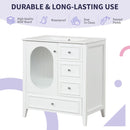 30' Bathroom Vanity with Sink, Bathroom Vanity Cabinet with Three Drawers and Door, Solid Wood and MDF, White