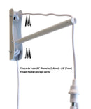 18"W MAST Plug-In Wall Mount Pendant 1 Light White Cord/Arm Textured Oatmeal Shade