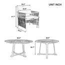 TOPMAX Modern 5-Piece Patio Extendable Wooden Dining Table Set, 12inch Butterfly Leaf Foldable Round Kitchen Table Set with 4 Rattan Arm Chairs for Backyard,Balcony, Garden, Poolside, Natural