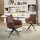 360° Swivel Home Office Desk Chairs Set of 2,Dining Chairs with Arm, Upholstered Bedroom Chairs with Metal Base,Makeup Chair for Vanity, for Living Room, Bedroom,Study Room,Dining Room(Dark Brown)