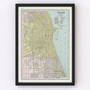 Vintage Map of Chicago, Illinois 1889