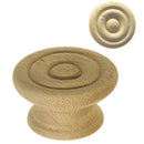 Round Oak Knob with Detailed Rings: Customizable Wooden Knob in Two Sizes