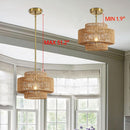 Boho Rattan Chandelier Handwoven Pendant Light Natural