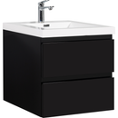 24" Floating Bathroom Vanity with Sink, Modern Wall-Mounted Bathroom Storage Vanity Cabinet with Resin Top Basin and Soft Close Drawers, Glossy Black