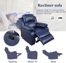 Manual Leather Recliner Sofa Set Blue Living Room Furniture