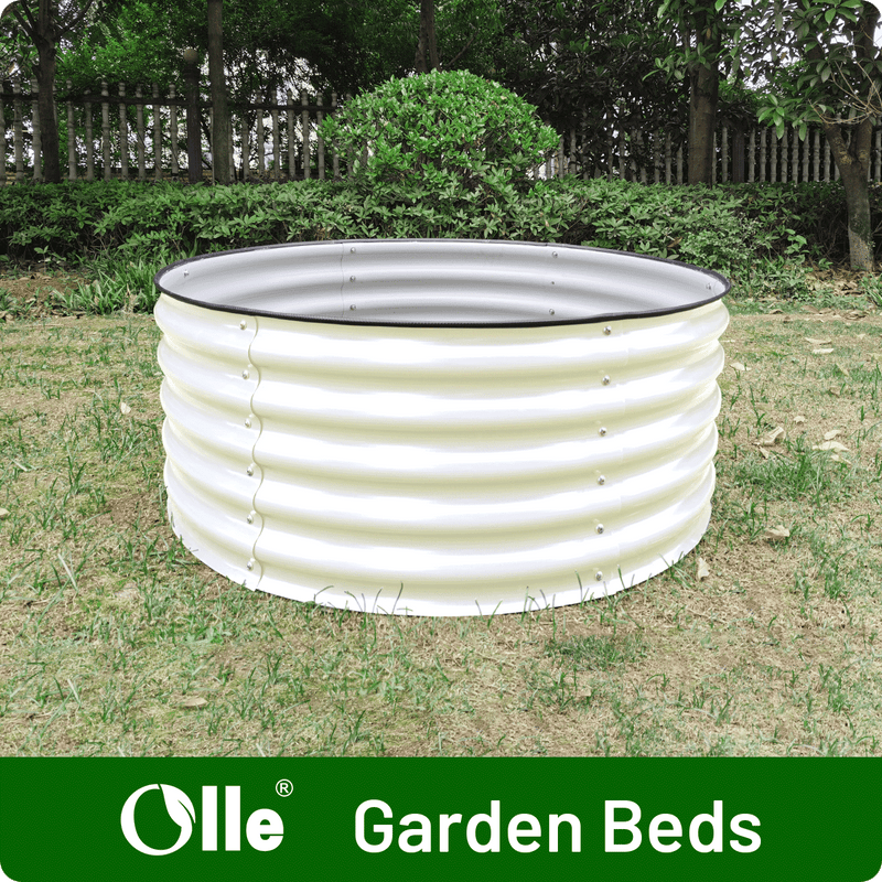 17" Tall x 42" Round Raised Garden Bed, in Ivory