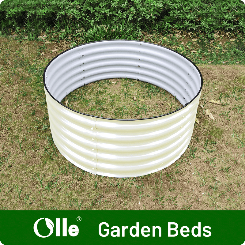 17" Tall x 42" Round Raised Garden Bed, in Ivory