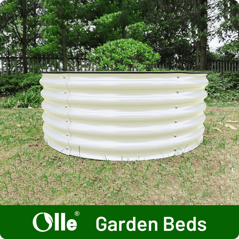 17" Tall x 42" Round Raised Garden Bed, in Ivory