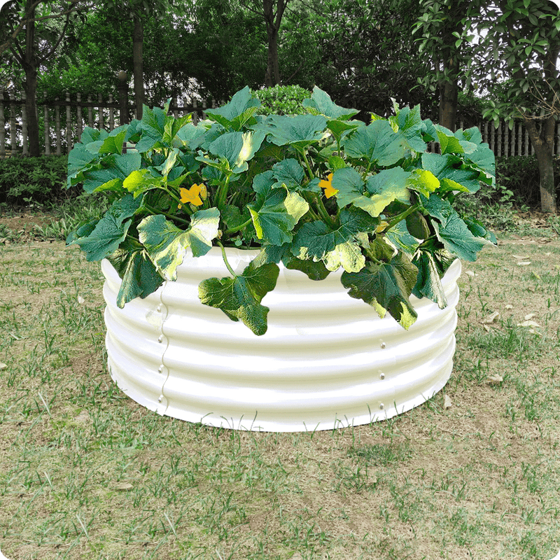 17" Tall x 42" Round Raised Garden Bed, in Ivory