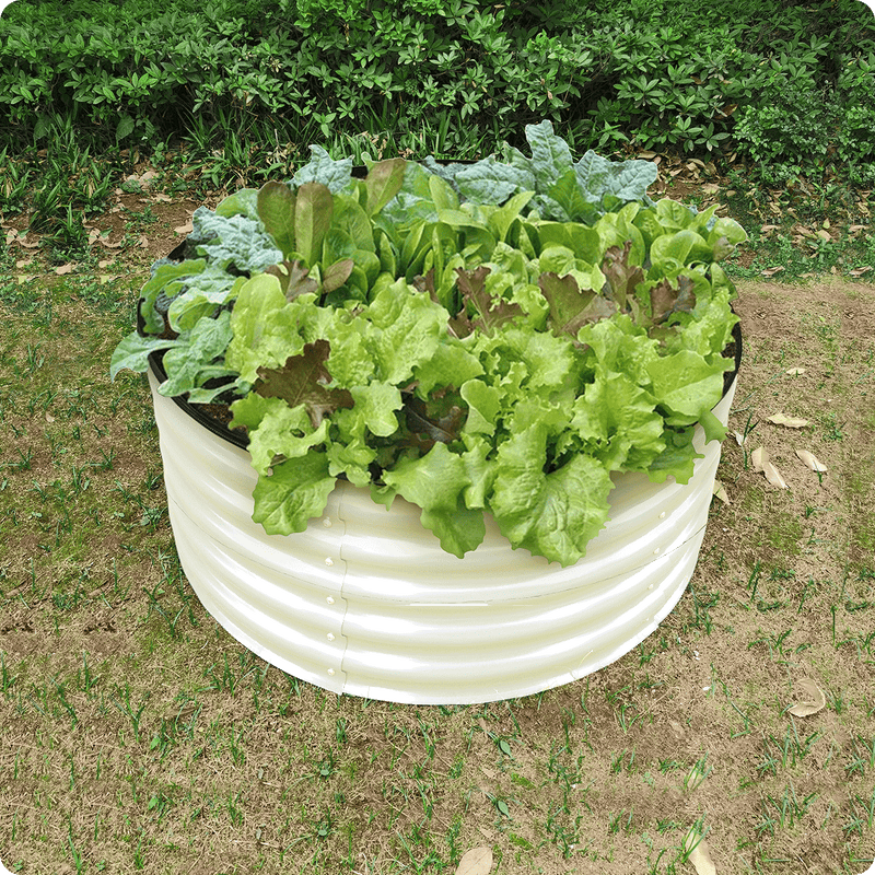 17" Tall x 42" Round Raised Garden Bed, in Ivory