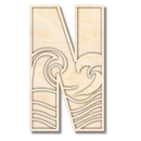 Unfinished Wood Layered Themed Letters | Wave | A-Z | 2 Piece | up to 24"