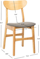 Dining Chair Set Of 2 With Grey Cushions And Natural Wood