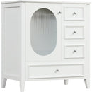 30' Bathroom Vanity with Sink, Bathroom Vanity Cabinet with Three Drawers and Door, Solid Wood and MDF, White